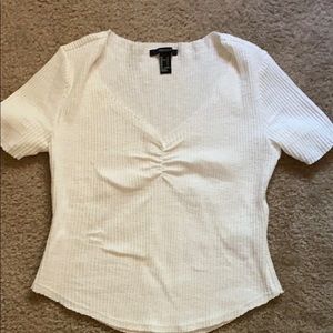 Forever 21 Ribbed White T-Shirt